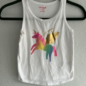 Cat & Jack Kids Unicorn Tank Top - White and Gold